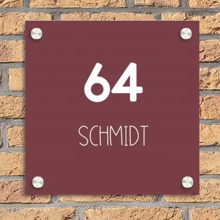 Bordeauxrood - Modern Naambord Vierkant klein -sfeer1
