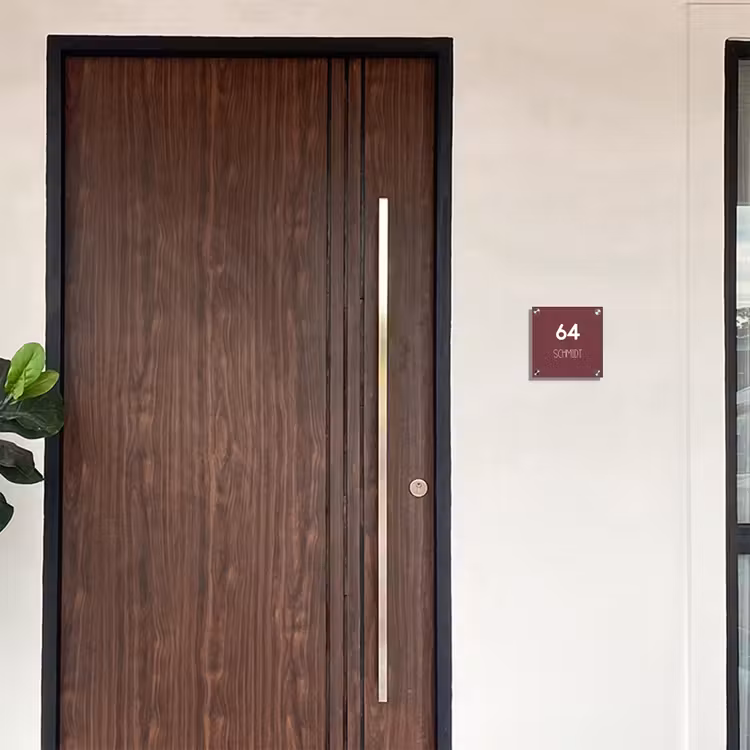 Bordeauxrood - Modern Naambord Vierkant klein -sfeer10-XS