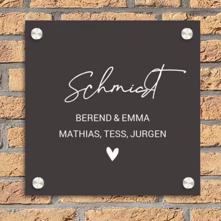 Donkergrijs - Sierlijk Naambord Vierkant klein -sfeer1