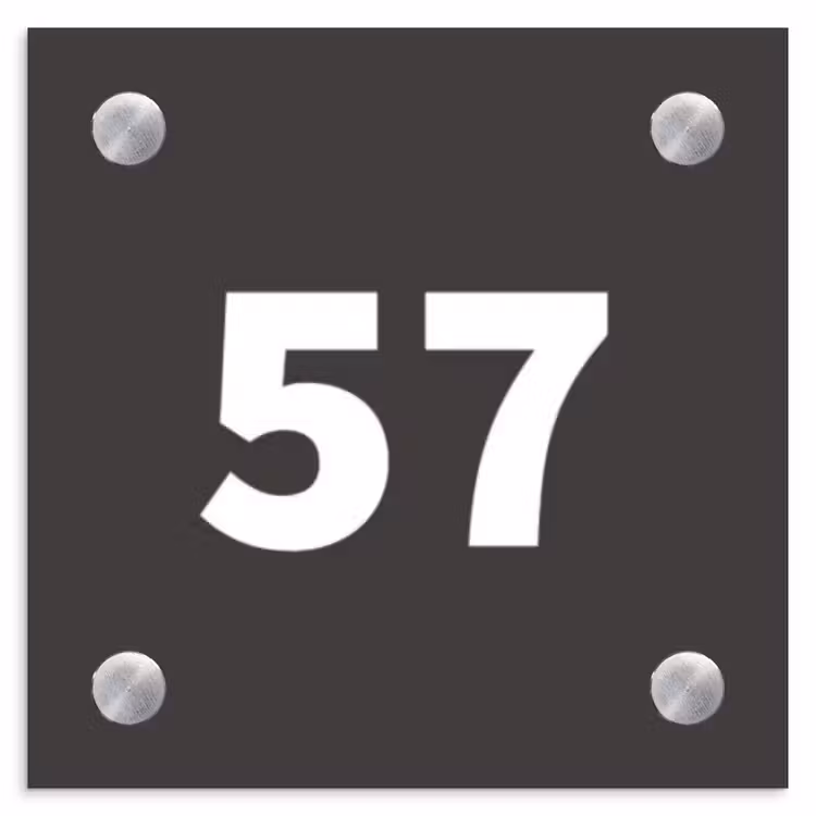 Donkergrijs - Traditioneel Naambord Vierkant klein -3d