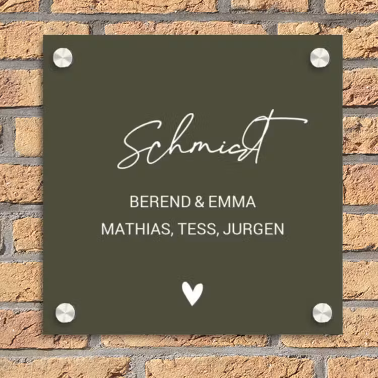 Donkergroen - Sierlijk Naambord Vierkant klein -sfeer1