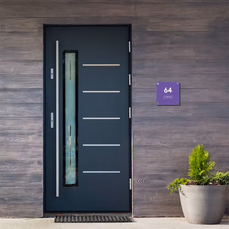 Donkerpaars - Modern Naambord Vierkant klein -sfeer11-XS