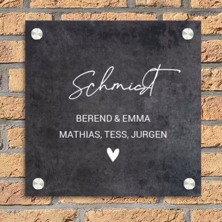 Donker steen - Sierlijk Naambord Vierkant klein -sfeer1