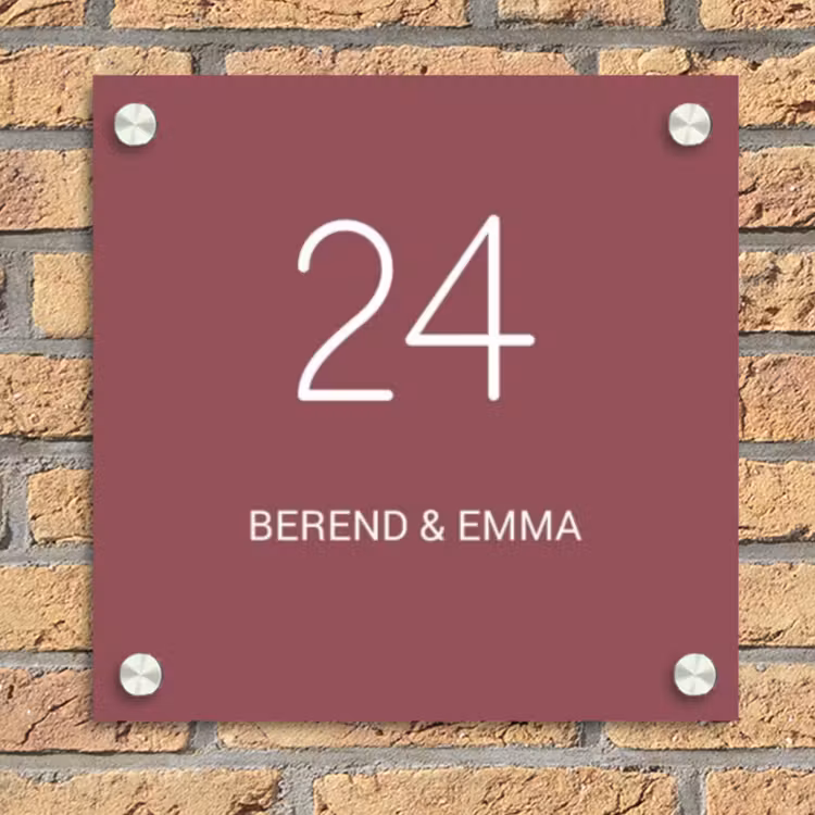 Donker oudroze - Klassiek Naambord Vierkant klein -sfeer1