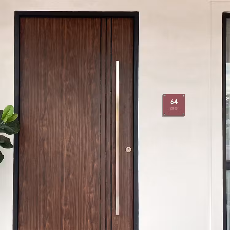 Donker oudroze - Modern Naambord Vierkant klein -sfeer10-XS