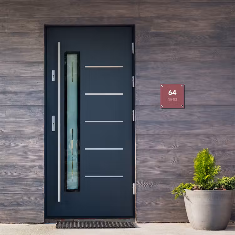 Donker oudroze - Modern Naambord Vierkant klein -sfeer11-XS