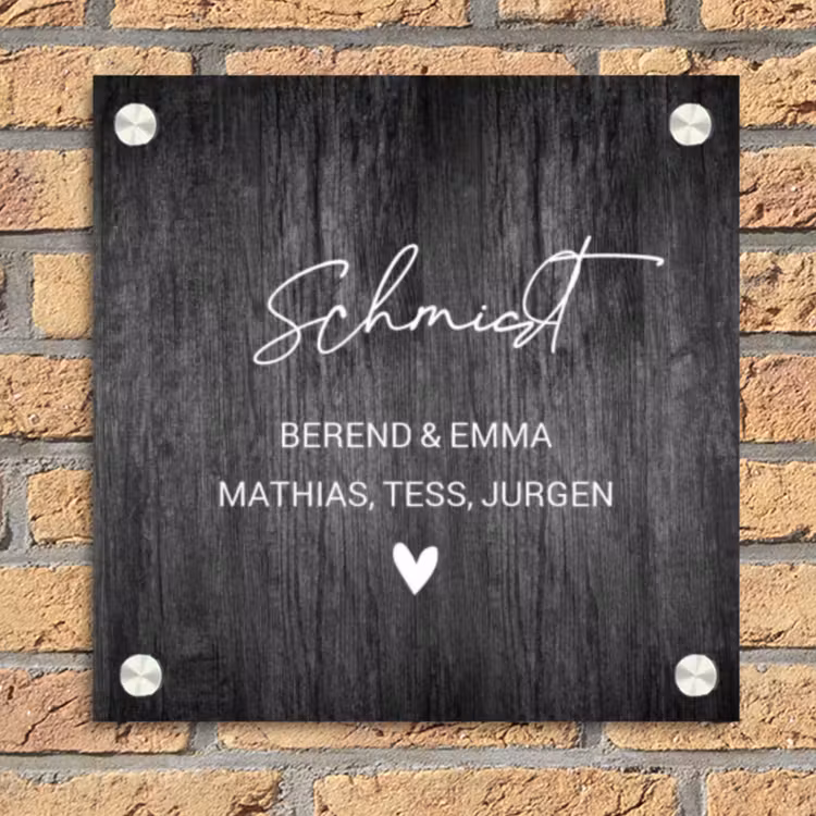 Donker hout - Sierlijk Naambord Vierkant klein -sfeer1