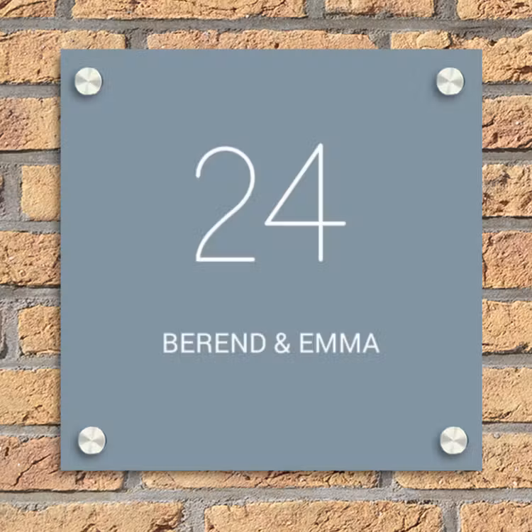 Effen blauwgrijs - Klassiek Naambord Vierkant klein -sfeer1