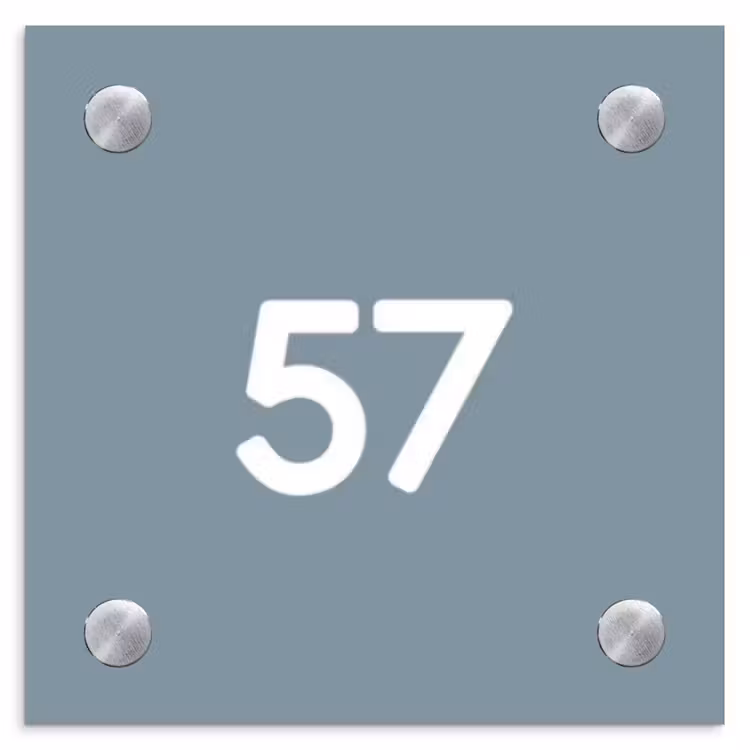 Effen blauwgrijs - Traditioneel Naambord Vierkant klein -3d