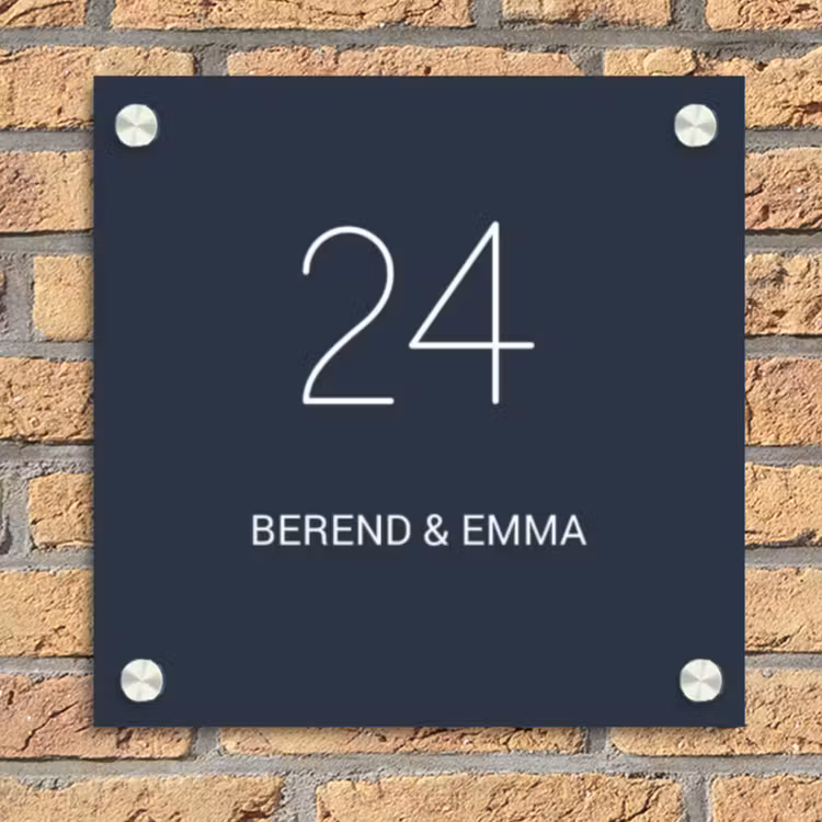 Effen blauw - Klassiek Naambord Vierkant klein -sfeer1