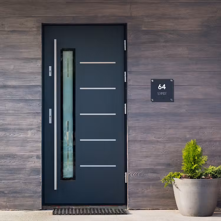 Effen blauw - Modern Naambord Vierkant klein -sfeer11-XS