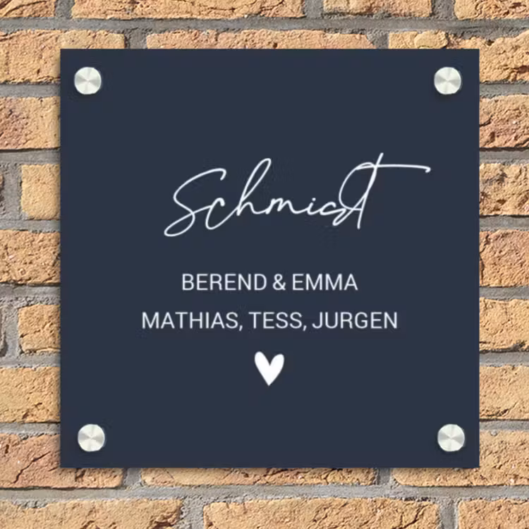 Effen blauw - Sierlijk Naambord Vierkant klein -sfeer1