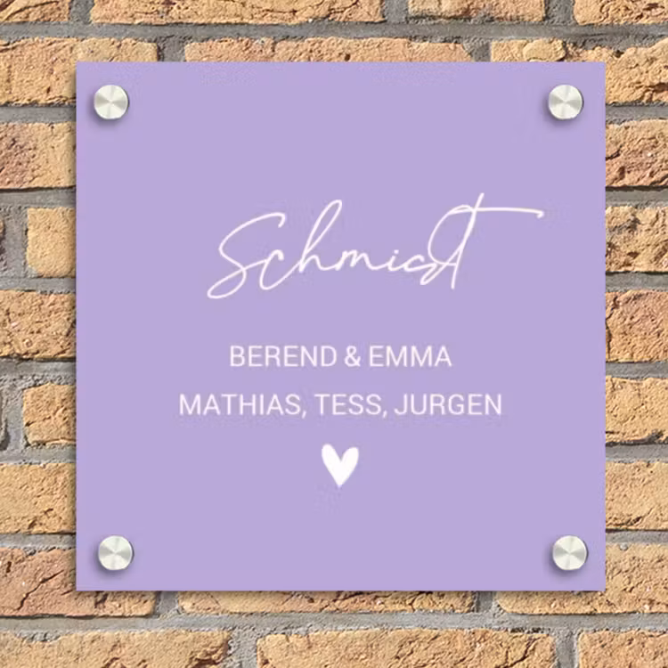 Effen - Lila - Sierlijk Naambord Vierkant klein -sfeer1
