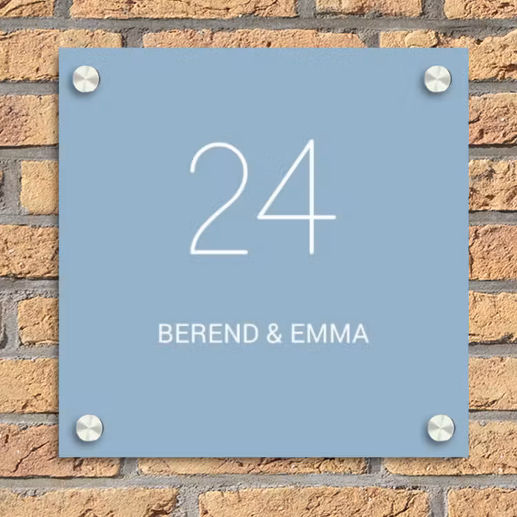 Effen - Lichtblauw - Klassiek Naambord Vierkant klein -sfeer1