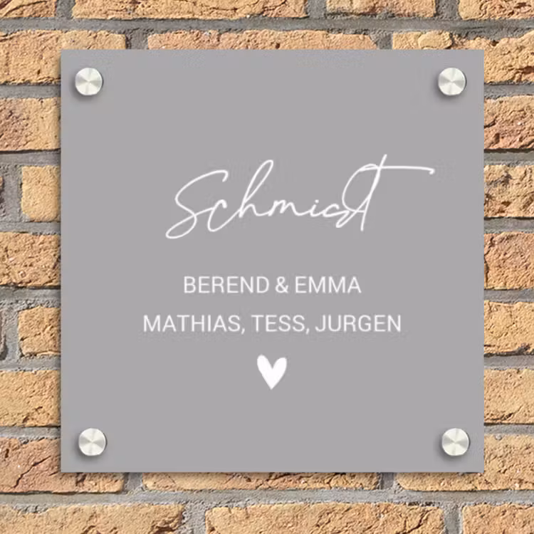 Effen lichtgrijs - Sierlijk Naambord Vierkant klein -sfeer1