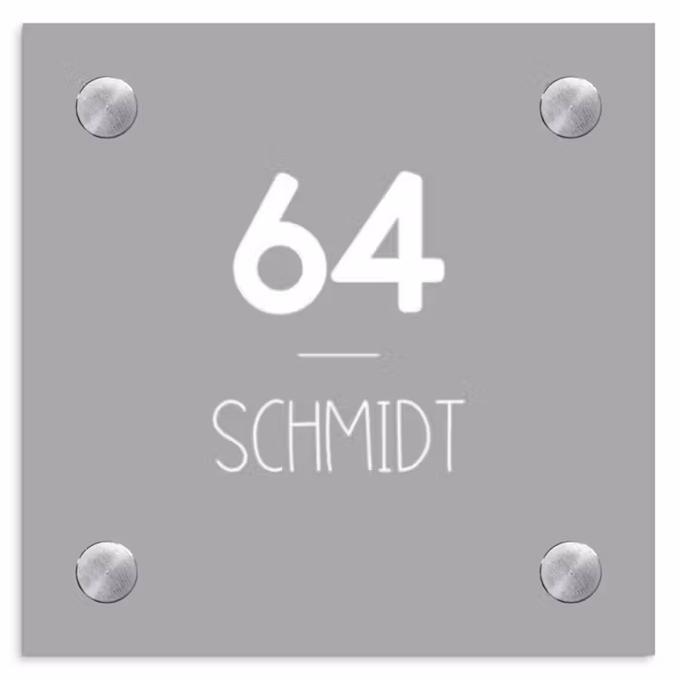 Effen lichtgrijs - Modern Naambord Vierkant klein -3d