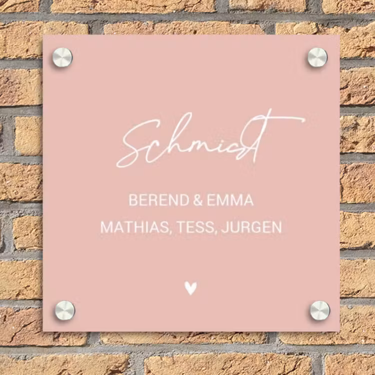 Effen roze - Sierlijk Naambord Vierkant klein -sfeer1