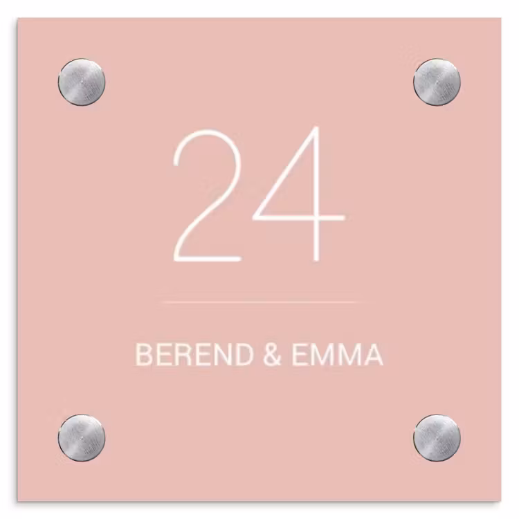 Effen roze - Klassiek Naambord Vierkant klein -3d