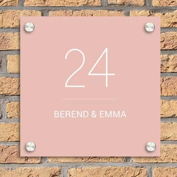 Effen roze - Klassiek Naambord Vierkant klein -sfeer1
