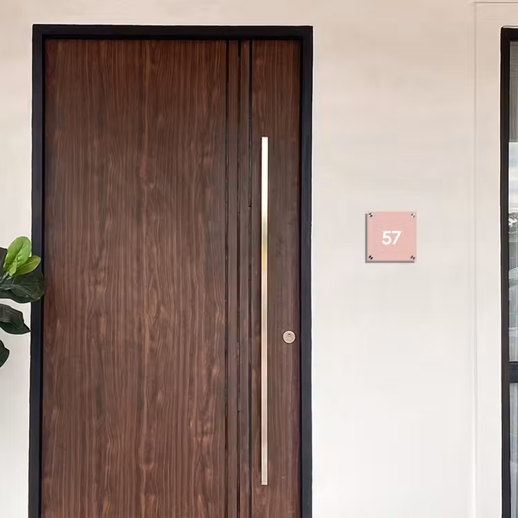 Effen roze - Traditioneel Naambord Vierkant klein -sfeer10-XS