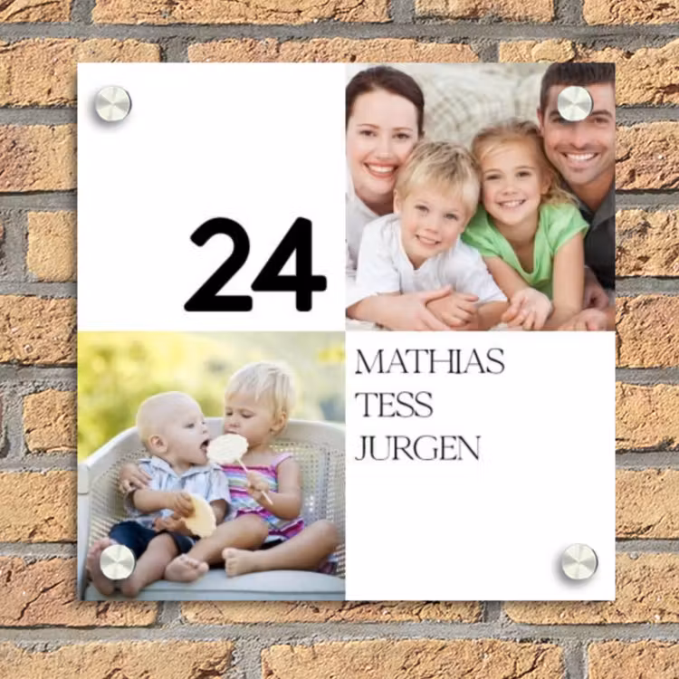 Familieportret strak - Klassiek Naambord Vierkant klein -sfeer1