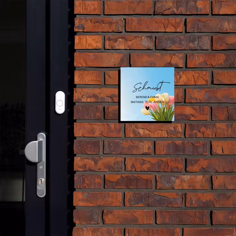Gekleurde tulpen lucht - Sierlijk Naambord Vierkant klein -sfeer1-XS