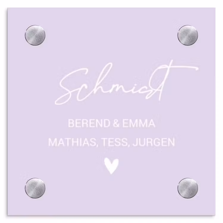 Lila - Sierlijk Naambord Vierkant klein -3d