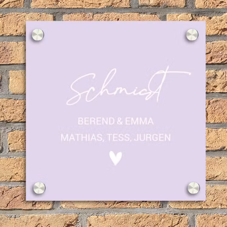 Lila - Sierlijk Naambord Vierkant klein -sfeer1