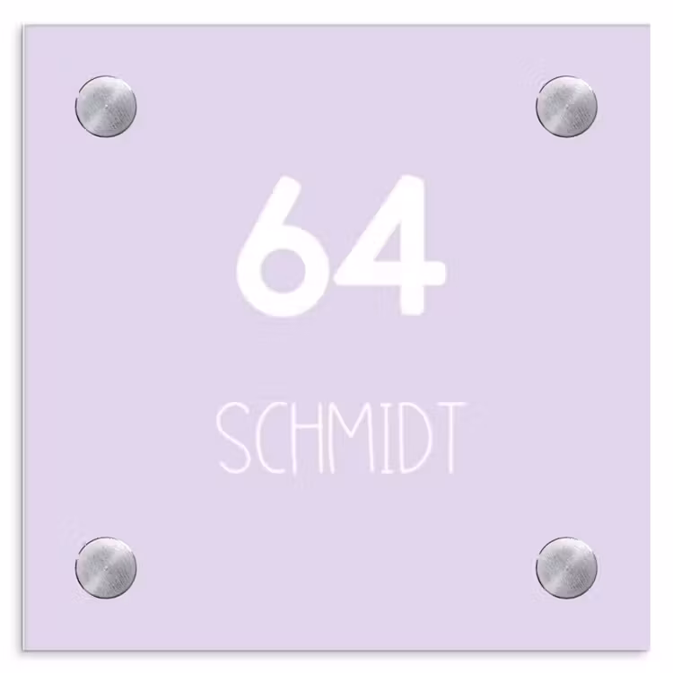 Lila - Modern Naambord Vierkant klein -3d