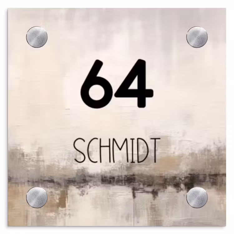 Geschilderd - Modern Naambord Vierkant klein -3d