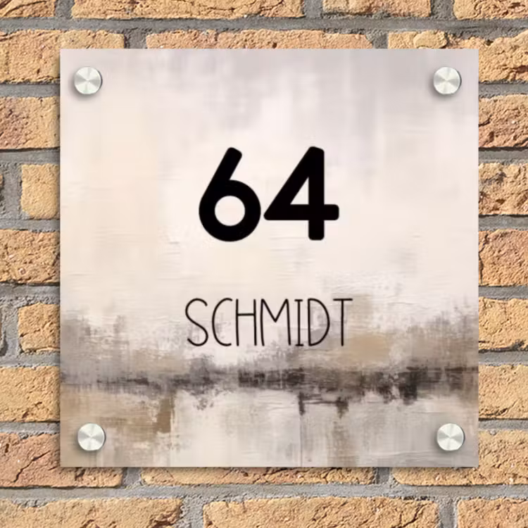 Geschilderd - Modern Naambord Vierkant klein -sfeer1