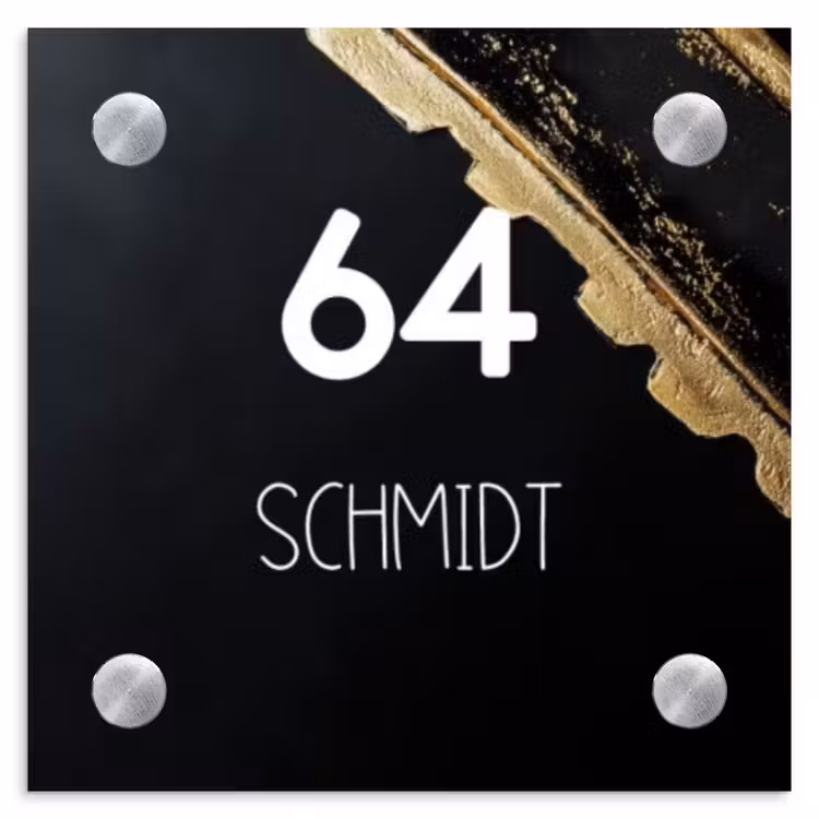Gouden hoek - Modern Naambord Vierkant klein -3d