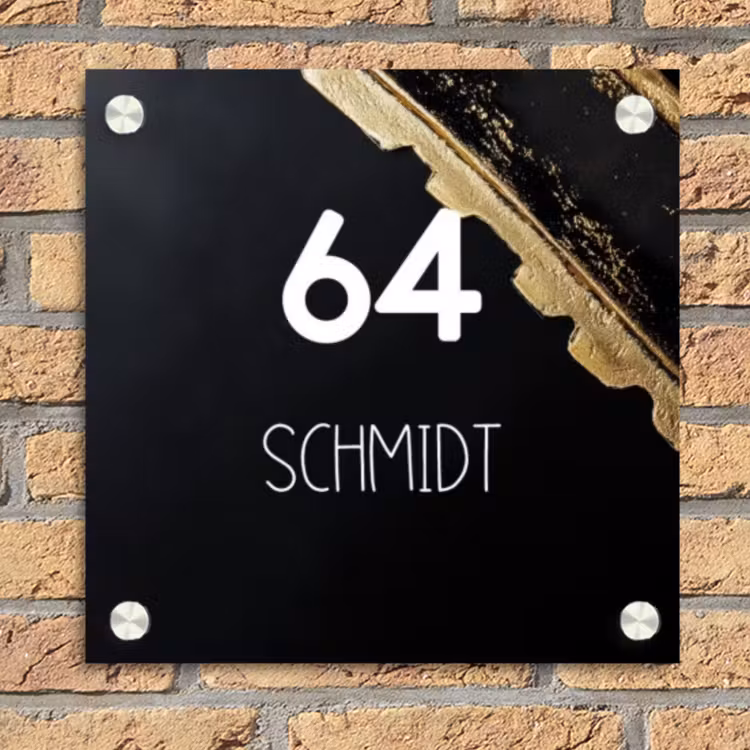 Gouden hoek - Modern Naambord Vierkant klein -sfeer1