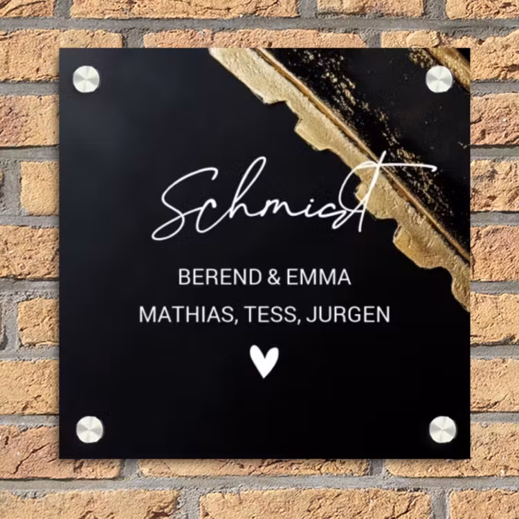 Gouden hoek - Sierlijk Naambord Vierkant klein -sfeer1