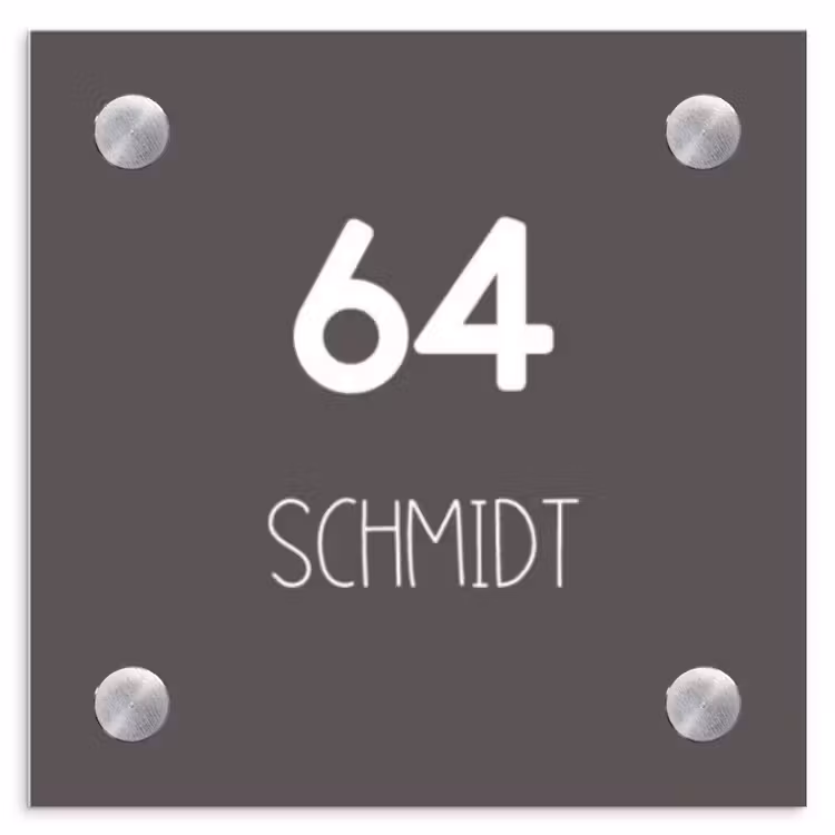 Grijs - Modern Naambord Vierkant klein -3d