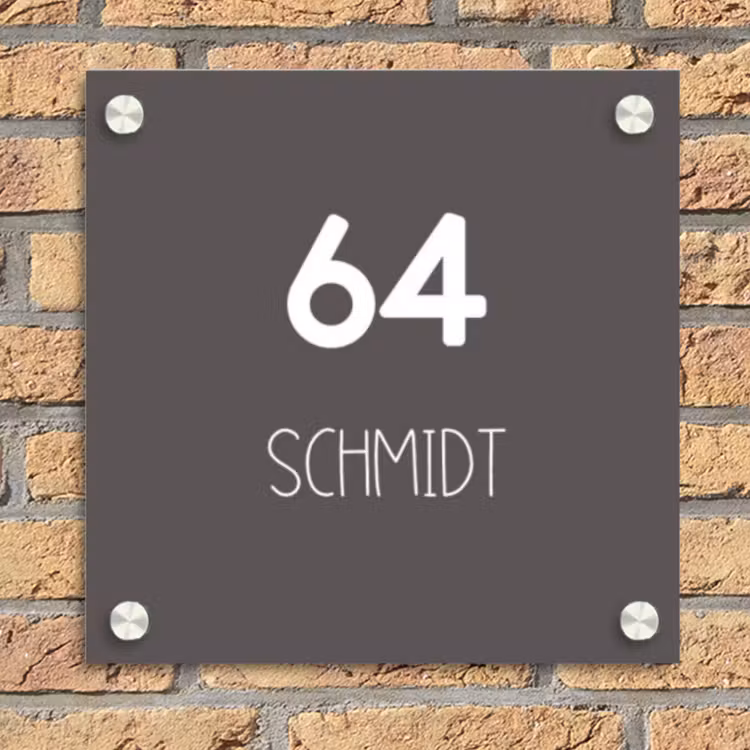 Grijs - Modern Naambord Vierkant klein -sfeer1