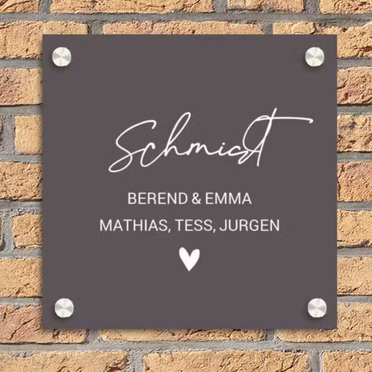 Grijs - Sierlijk Naambord Vierkant klein -sfeer1