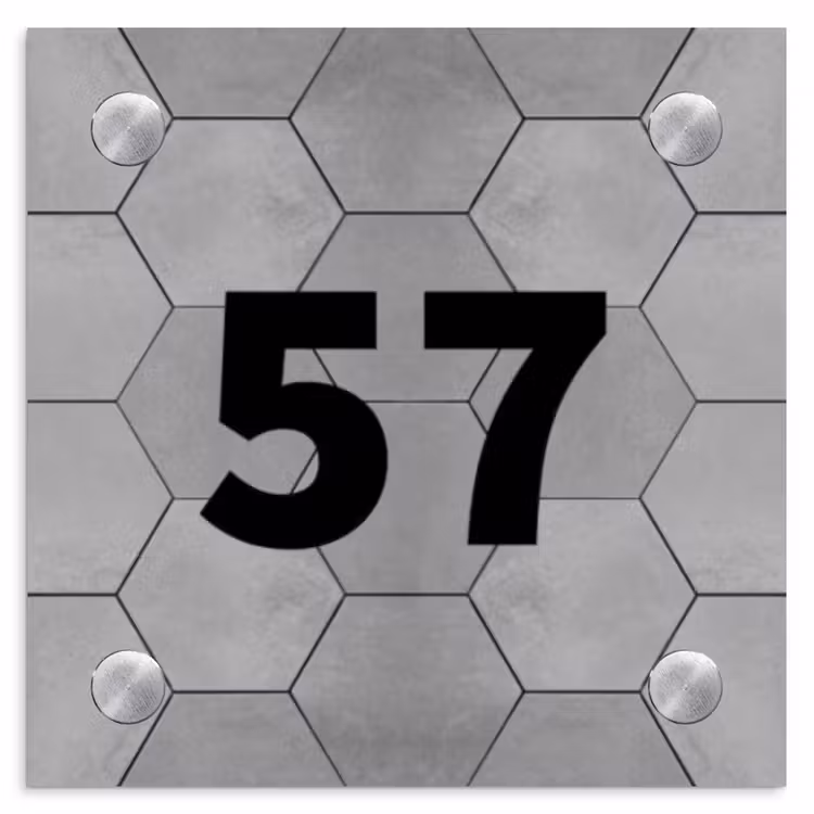Grijze tegels - Traditioneel Naambord Vierkant klein -3d