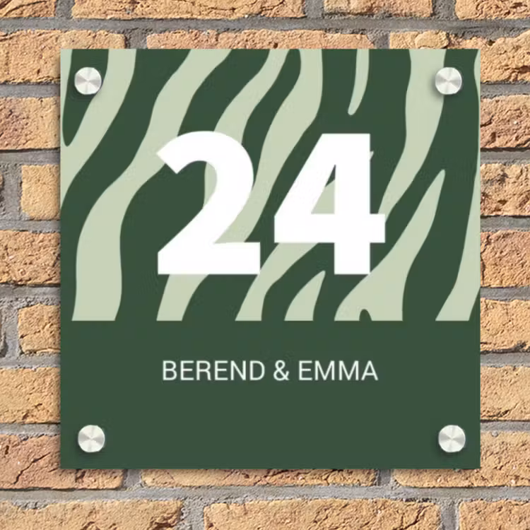 Groen zebra - Klassiek Naambord Vierkant klein -sfeer1