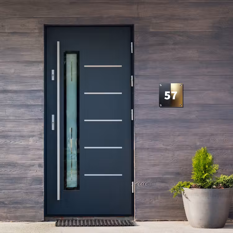 Half goud zwart - Traditioneel Naambord Vierkant klein -sfeer11-XS