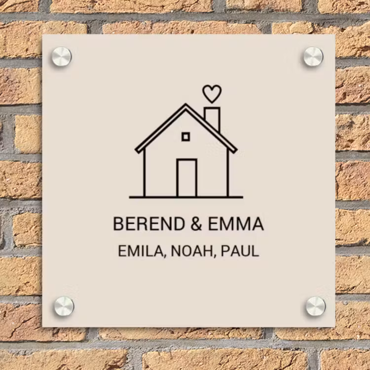 Huis illustratie - Klassiek Naambord Vierkant klein -sfeer1