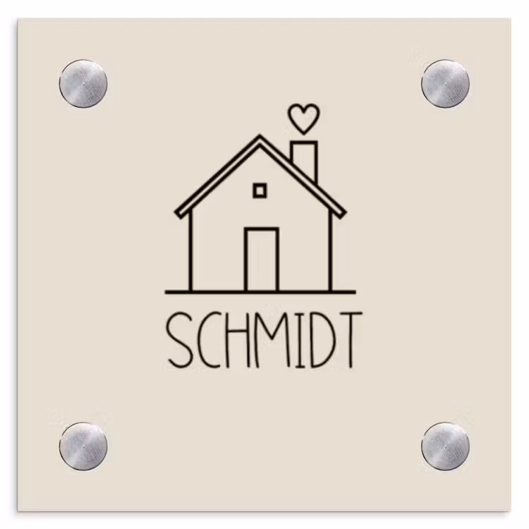 Huis illustratie - Modern Naambord Vierkant klein -3d