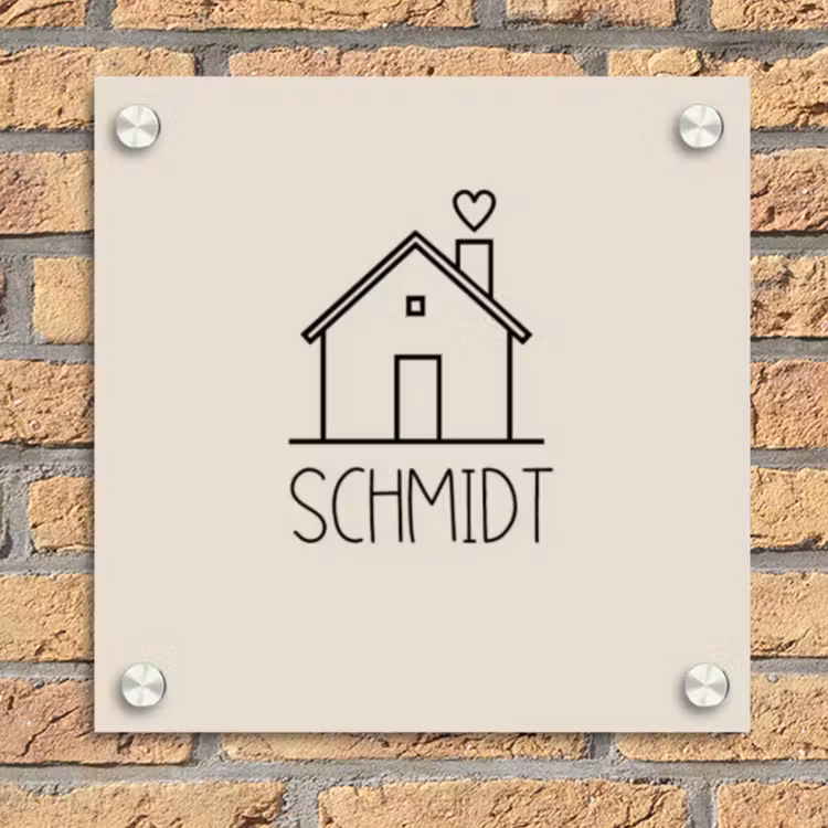 Huis illustratie - Modern Naambord Vierkant klein -sfeer1