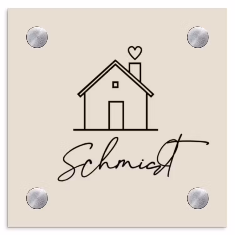 Huis illustratie - Sierlijk Naambord Vierkant klein -3d
