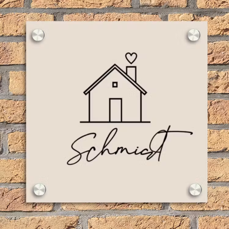 Huis illustratie - Sierlijk Naambord Vierkant klein -sfeer1