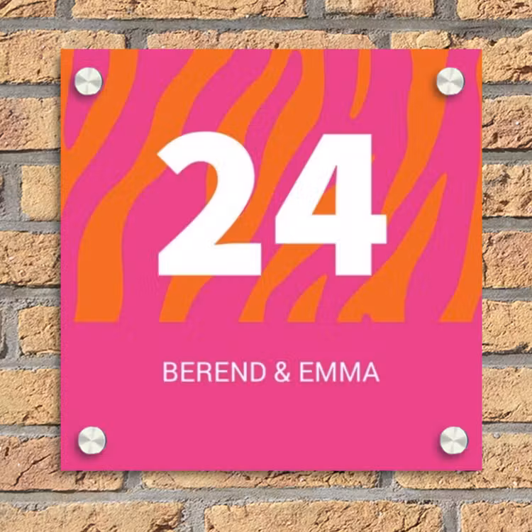 Fel - Zebra - Klassiek Naambord Vierkant klein -sfeer1