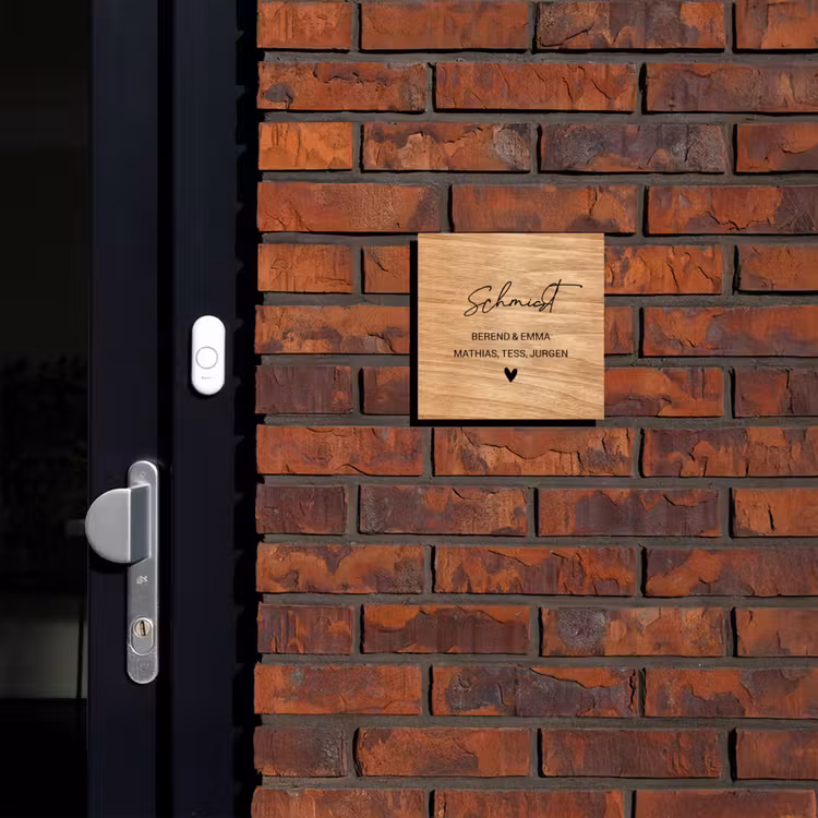 Licht hout - Sierlijk Naambord Vierkant klein -sfeer1-XS