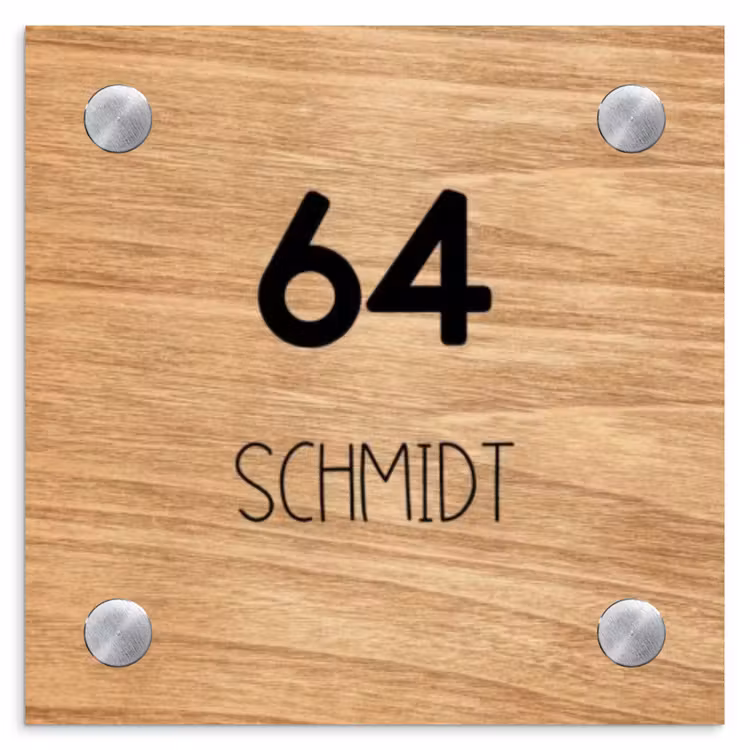 Licht hout - Modern Naambord Vierkant klein -3d