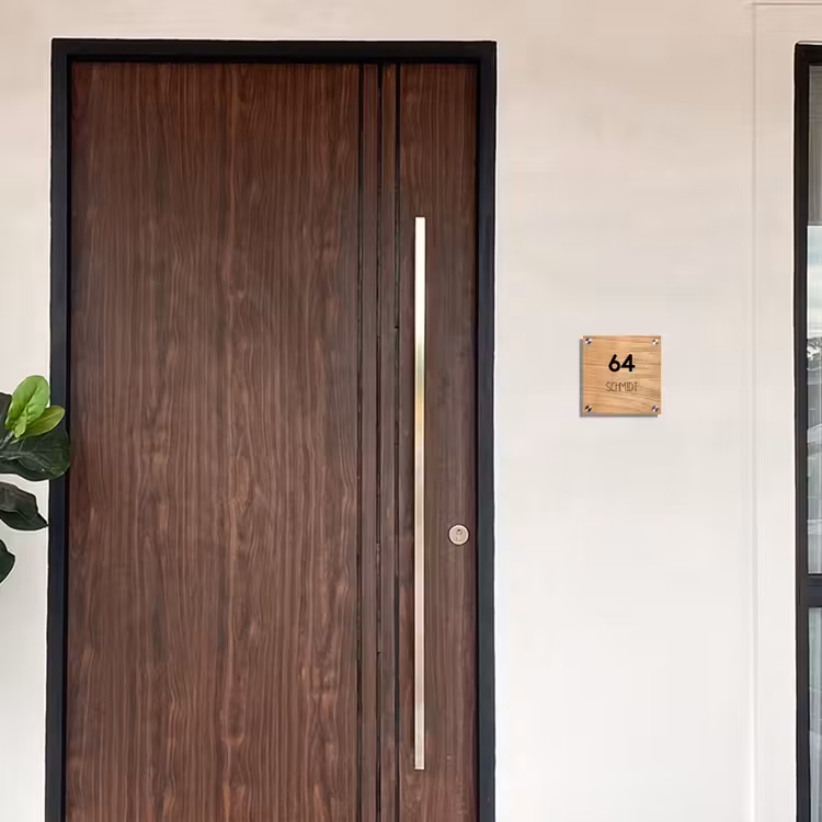Licht hout - Modern Naambord Vierkant klein -sfeer10-XS