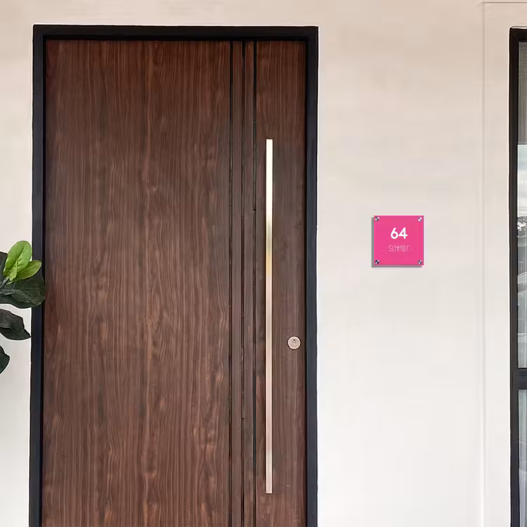 Felroze - Modern Naambord Vierkant klein -sfeer10-XS